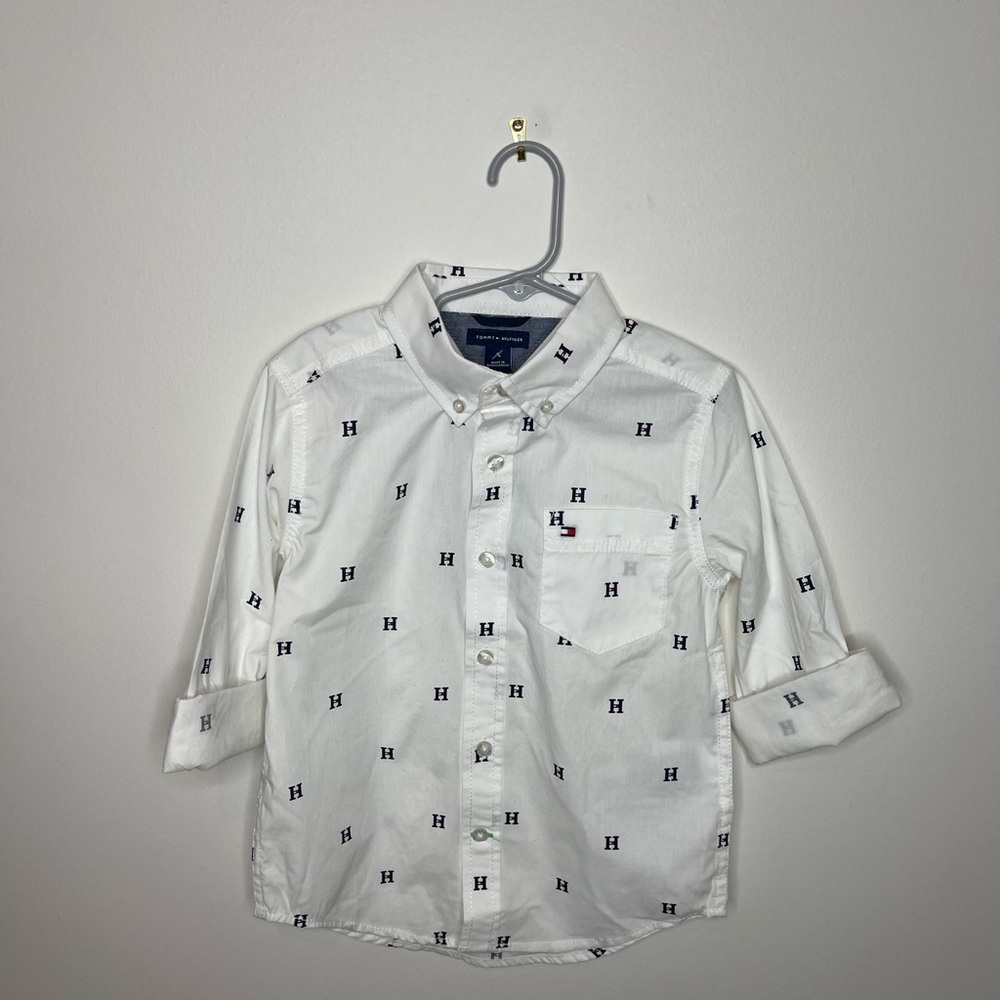 Tommy Hilfiger White Shirt with Logo Pattern